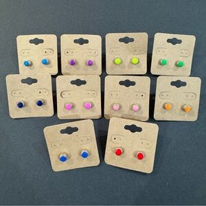 Set of 10 Colorful plastic Stud Earrings Set, hypoallergenic